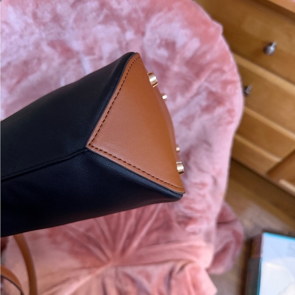 Anne Klein Black Tote with Tan Straps and Gold Logo - Picture 8 of 8